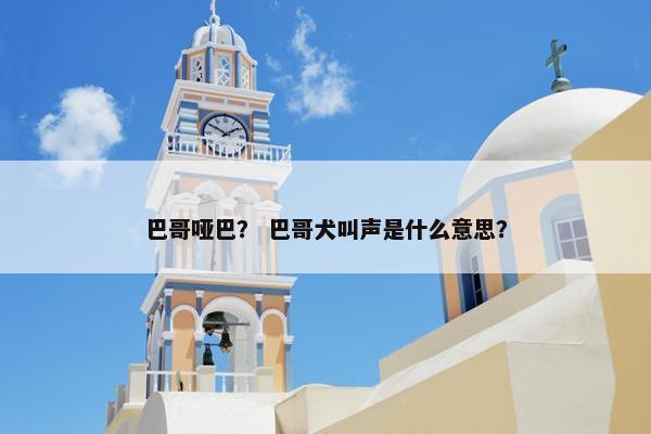 巴哥哑巴？ 巴哥犬叫声是什么意思？