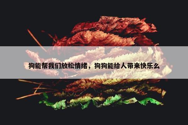 狗能帮我们放松情绪，狗狗能给人带来快乐么