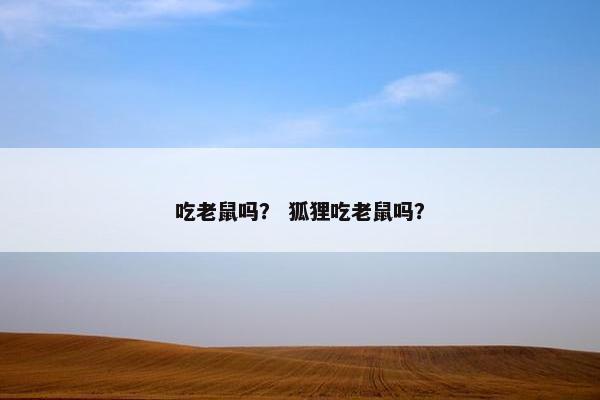 吃老鼠吗？ 狐狸吃老鼠吗？