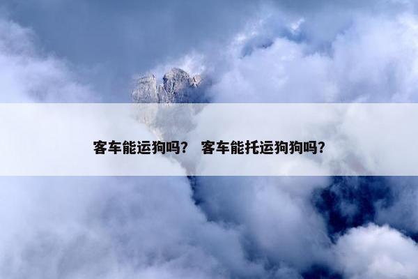 客车能运狗吗？ 客车能托运狗狗吗？