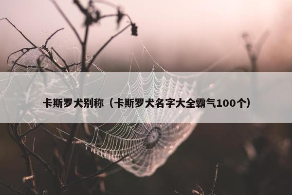 卡斯罗犬别称（卡斯罗犬名字大全霸气100个）