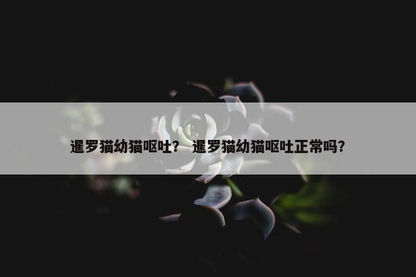 暹罗猫幼猫呕吐？ 暹罗猫幼猫呕吐正常吗？