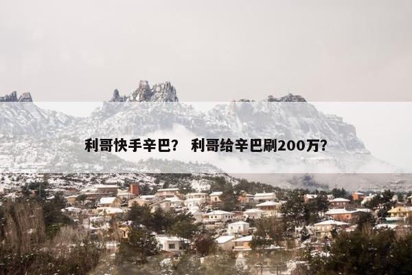 利哥快手辛巴？ 利哥给辛巴刷200万？