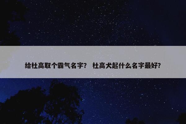 给杜高取个霸气名字？ 杜高犬起什么名字最好？