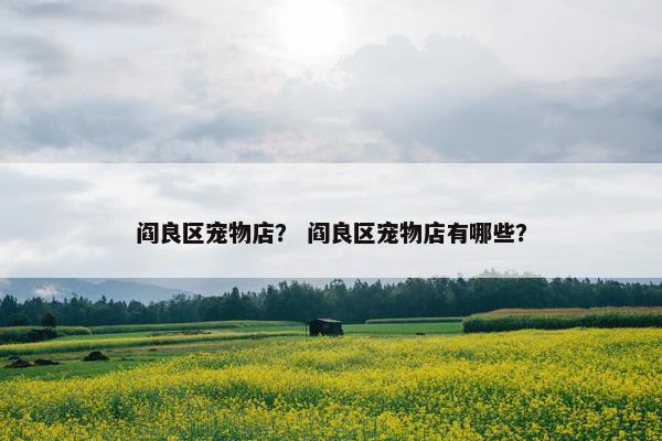 阎良区宠物店？ 阎良区宠物店有哪些？