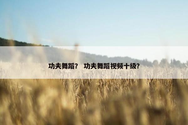 功夫舞蹈？ 功夫舞蹈视频十级？