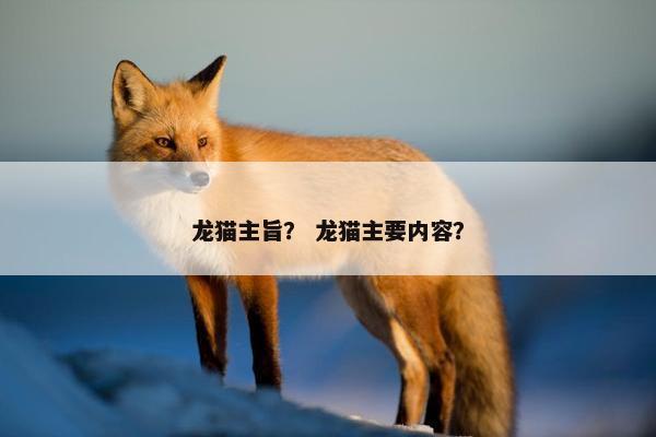 龙猫主旨？ 龙猫主要内容？