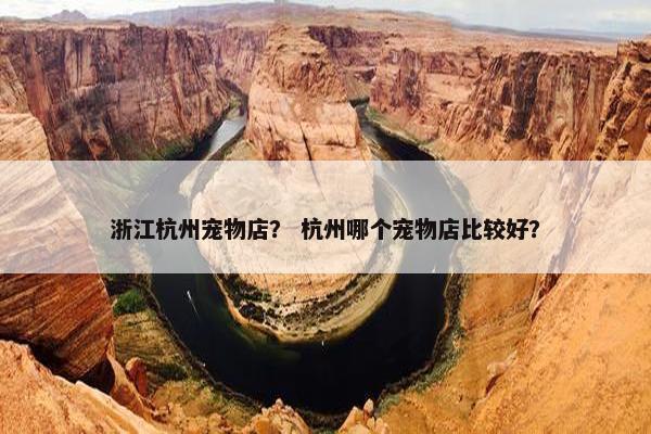 浙江杭州宠物店？ 杭州哪个宠物店比较好？
