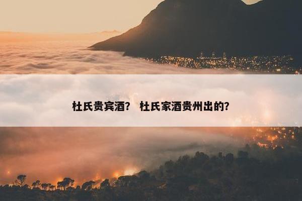 杜氏贵宾酒？ 杜氏家酒贵州出的？