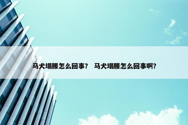 马犬塌腰怎么回事？ 马犬塌腰怎么回事啊？