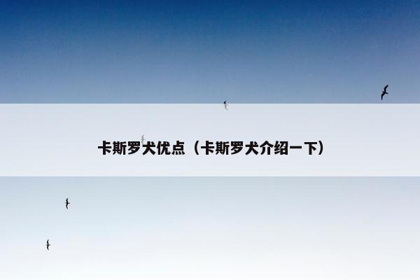 卡斯罗犬优点（卡斯罗犬介绍一下）