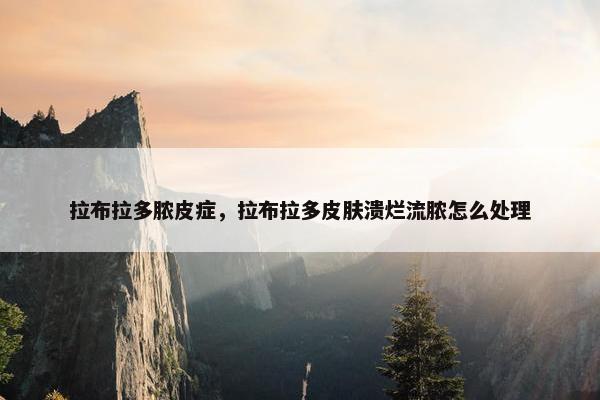 拉布拉多脓皮症，拉布拉多皮肤溃烂流脓怎么处理