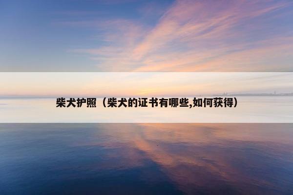 柴犬护照（柴犬的证书有哪些,如何获得）