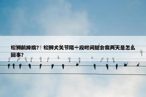 松狮前蹄瘸？ 松狮犬关节隔一段时间腿会瘸两天是怎么回事？