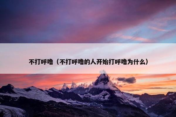 不打呼噜（不打呼噜的人开始打呼噜为什么）